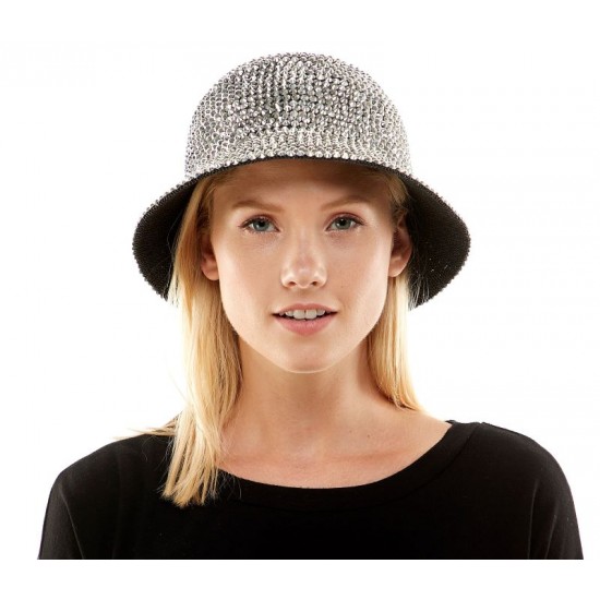 Silver Rhinestone Bucket Hat