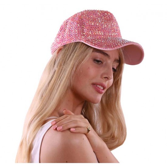 Pink Rhinestone Baseball Cap
