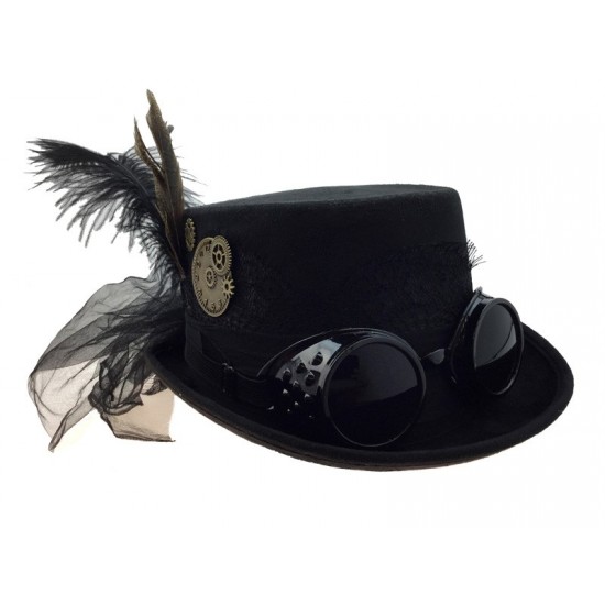 Steampunk Goggles Top Hat