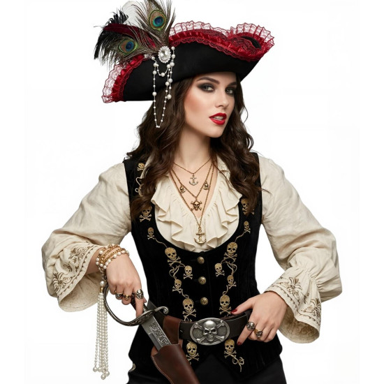 Red Lace Pirate Hat