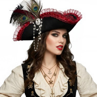 Red Lace Pirate Hat