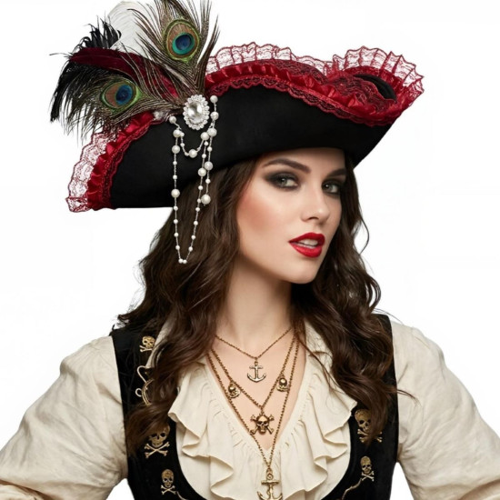 Red Lace Pirate Hat