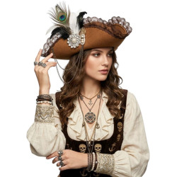Brown Feather Pirate Hat