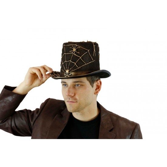 Gold Spider Web Steampunk Top Hat