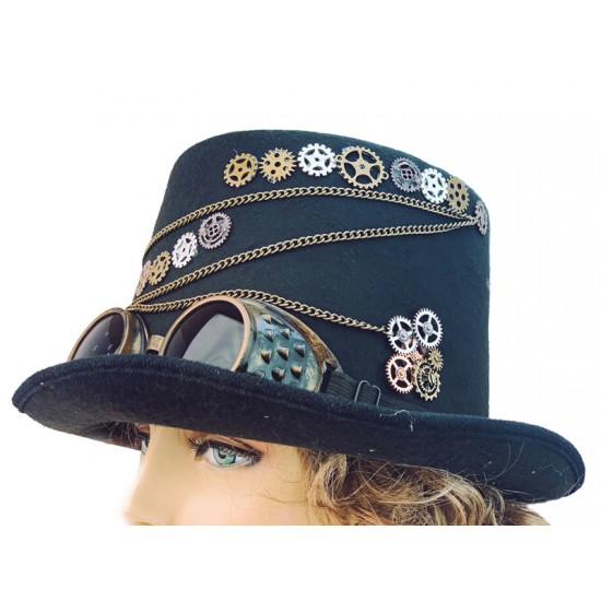 Steampunk Gear Top Hat with Goggles