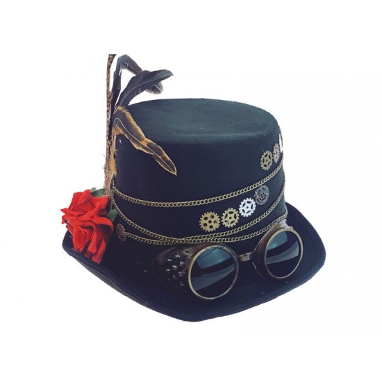 Steampunk Gear Top Hat with Goggles