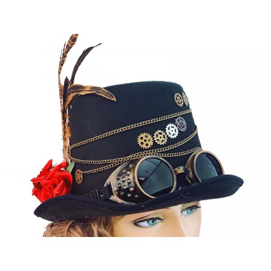 Steampunk Gear Top Hat with Goggles