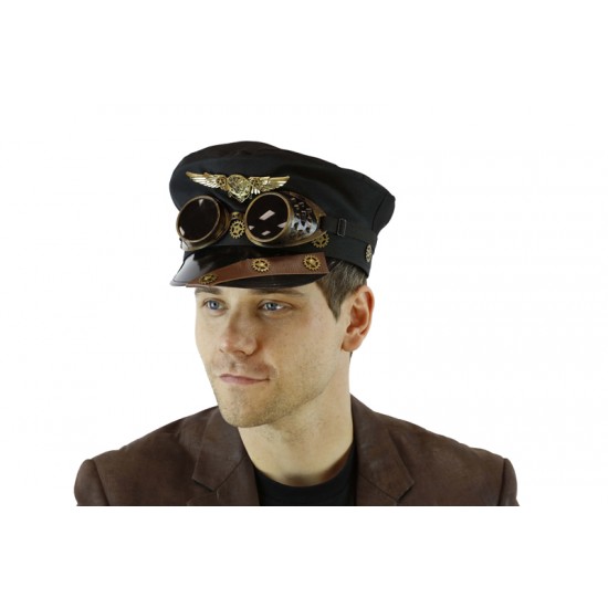 Steampunk Captain Hat with Goggles