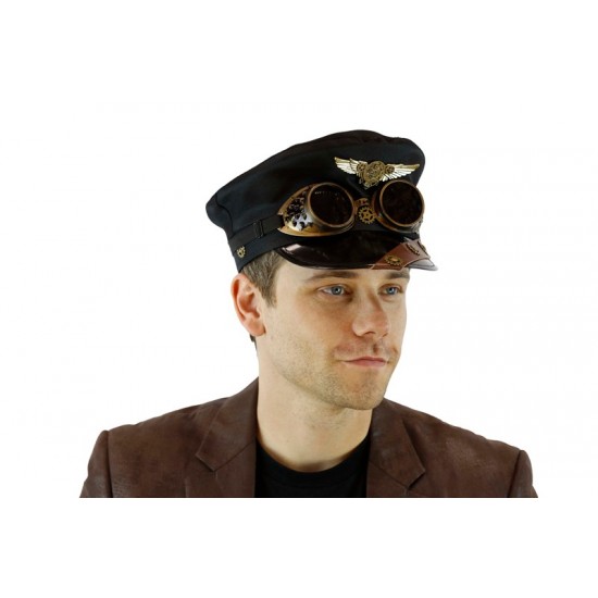 Steampunk Captain Hat with Goggles