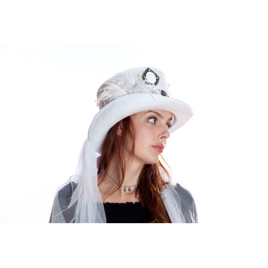 White Steampunk Top Hat with Goggles