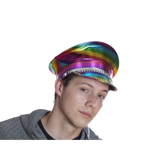 Rainbow Metallic Captain Hat Rainbow Metallic Captain Hat