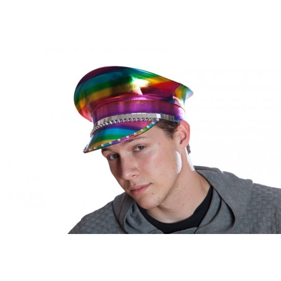 Rainbow Metallic Captain Hat Rainbow Metallic Captain Hat