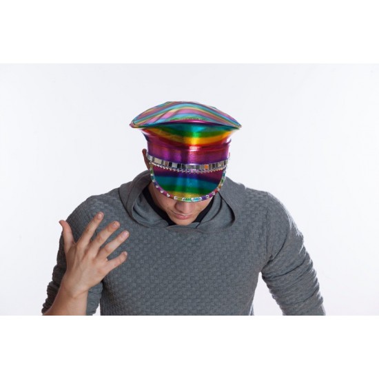 Rainbow Metallic Captain Hat Rainbow Metallic Captain Hat