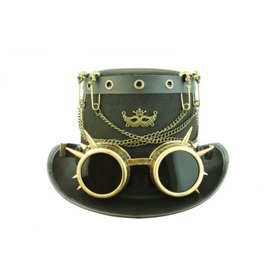 Black Chain Steampunk Top Hat