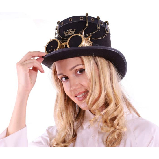 Black Chain Steampunk Top Hat
