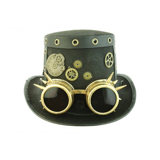 Black Gear Steampunk Top Hat