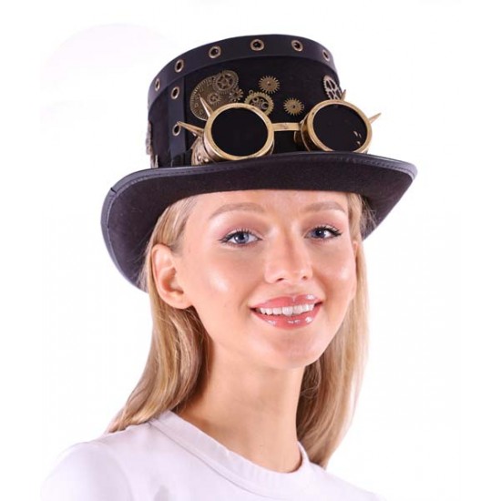 Black Gear Steampunk Top Hat