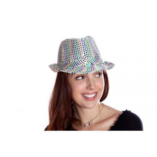 Mard Gras Holographic Sequin Fedora Mard Gras Holographic Sequin Fedora