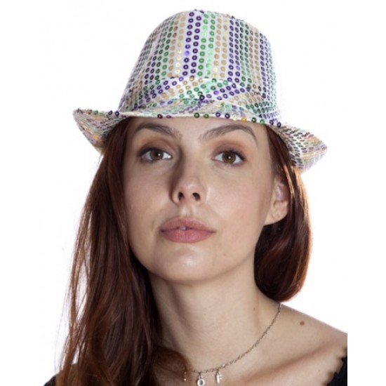 Mard Gras Holographic Sequin Fedora Mard Gras Holographic Sequin Fedora