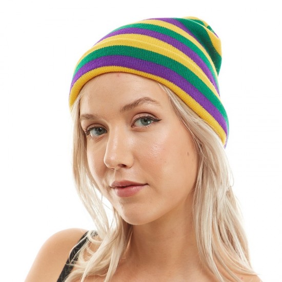 Mardi Gras Striped Beanie Mardi Gras Striped Beanie