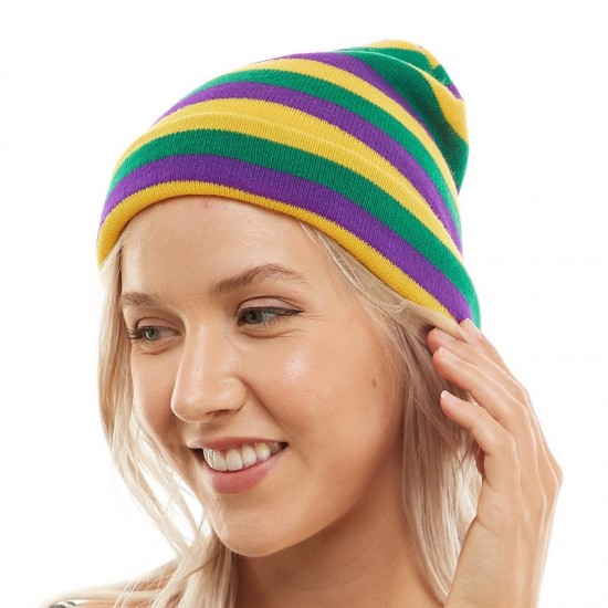 Mardi Gras Striped Beanie Mardi Gras Striped Beanie