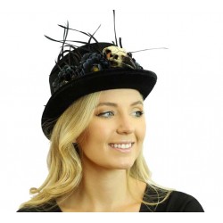 Black Skull Feather Top Hat Black Skull Feather Top Hat