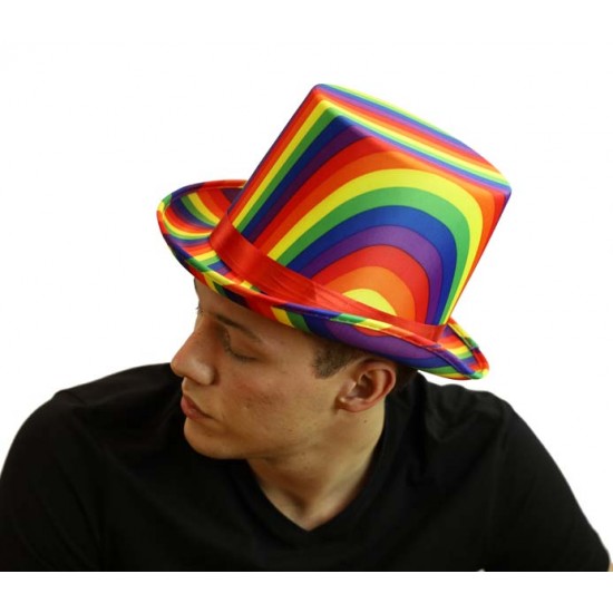 Rainbow Satin Top Hat Rainbow Satin Top Hat