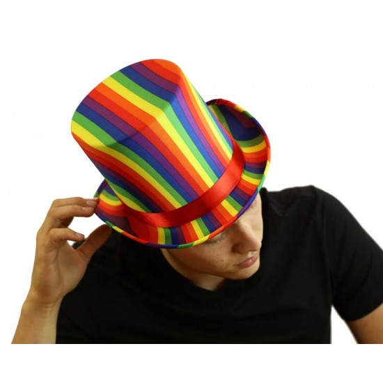Rainbow Satin Top Hat Rainbow Satin Top Hat