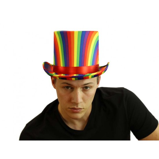 Rainbow Satin Top Hat Rainbow Satin Top Hat