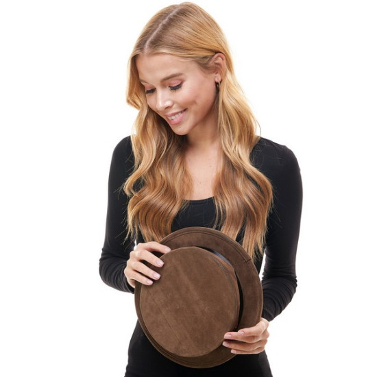 Brown Faux Suede Top Hat