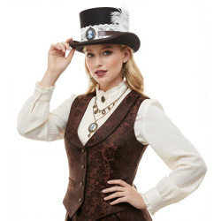 Brown Lace Cameo Top Hat