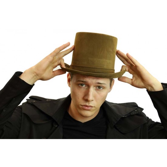Brown Suede Top Hat