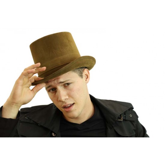 Brown Suede Top Hat