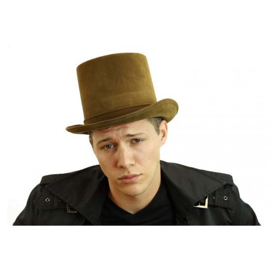 Brown Suede Top Hat