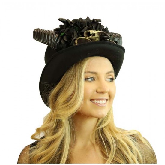 Black Ram Skull Voodoo Hat