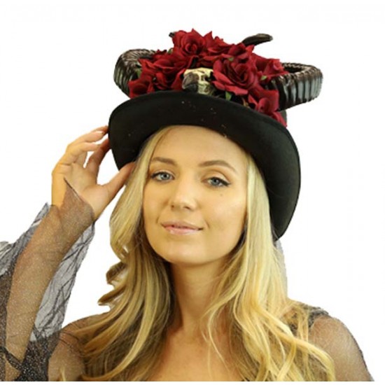 Red Ram Skull Voodoo Hat