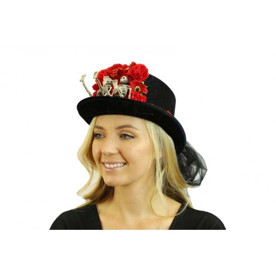 Grey Voodoo Feather Skull Hat