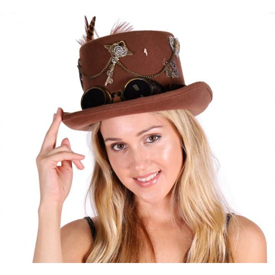 Brown Steampunk Top Hat
