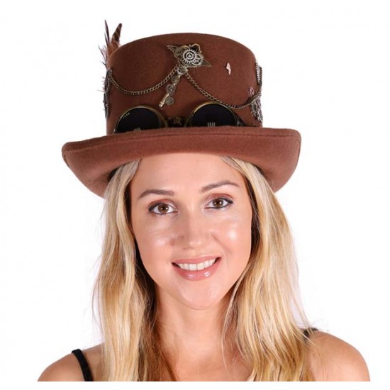 Brown Steampunk Top Hat