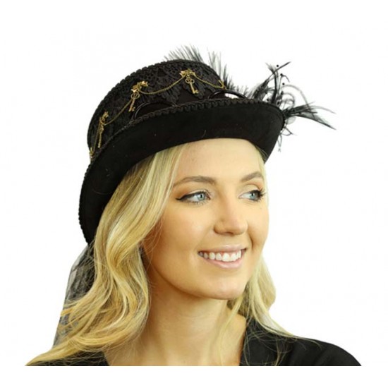 Black Lace Steampunk Hat