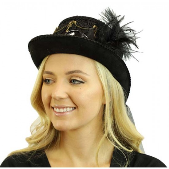 Black Lace Steampunk Hat