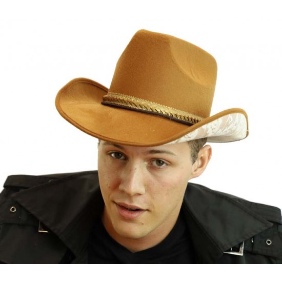 Brown Feather Cowboy Hat