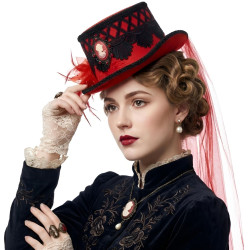 Red and Black Victorian Top Hat