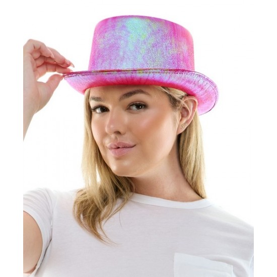 Iridescent Hot Pink Top Hat