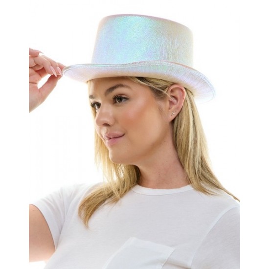 Iridescent White Top Hat