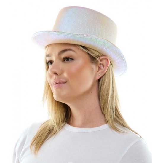 Iridescent White Top Hat