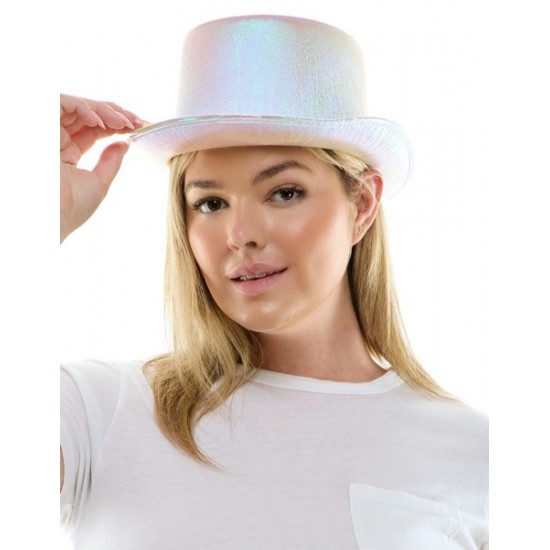 Iridescent White Top Hat
