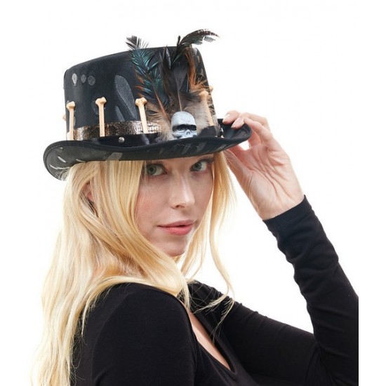 Witch Doctor Feather Skull Hat