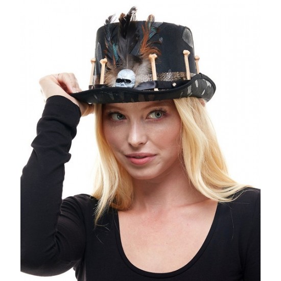 Witch Doctor Feather Skull Hat