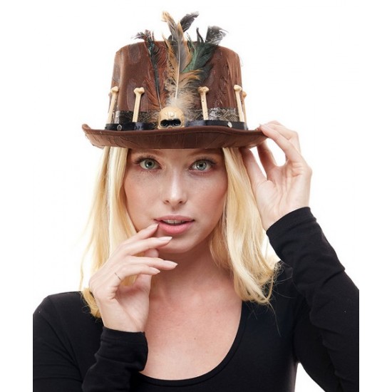 Brown Witch Doctor Skull Hat